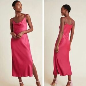 Anthropologie Elyse Bias Raspberry Dress